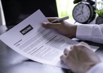 business man reading and prepare resume to submit job application online, head of HR checking resume