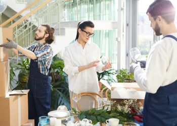 Event planner examining crockery