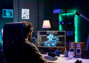 AI becoming sentient, greeting IT specialist working from home