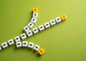 Arrows and paths leading to different destinations.