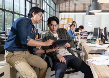 Asian Businessman creative team meeting for new ideas and solve problem project