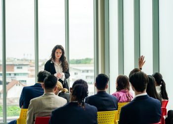 Group of businesspeople attending a seminar