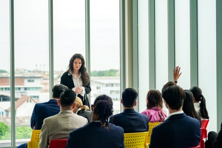 Group of businesspeople attending a seminar