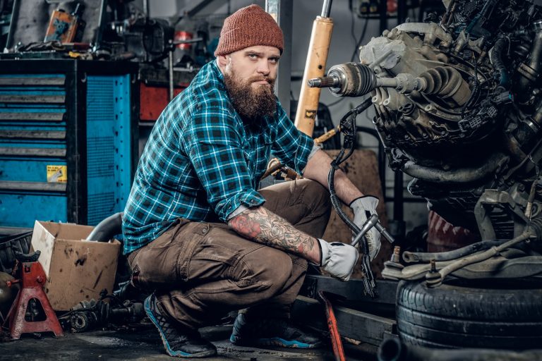 Mechanic man in a garage.