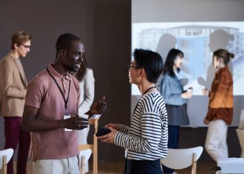 Networking during a seminar with people