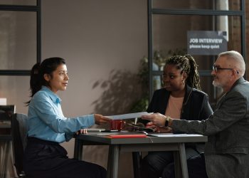 Woman being hired for a new job