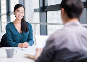 Young woman interviewing for a job
