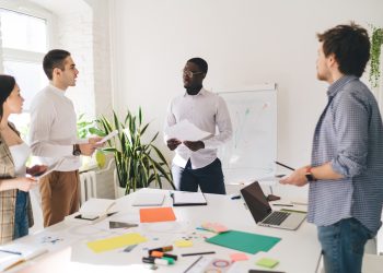 Team of businesspeople working on project